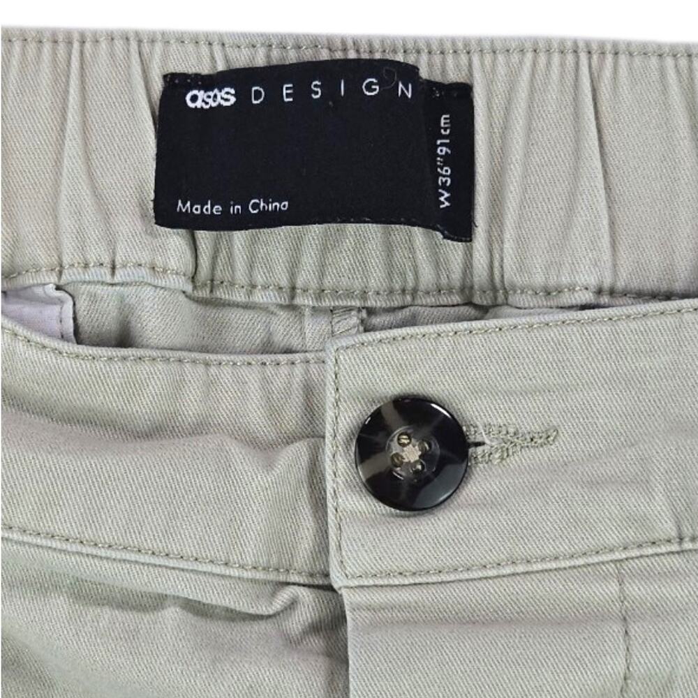Asos | 7" Pleated Front Shorts wButton Fly & Elastic Waistband| Size 36 - Picture 3 of 5